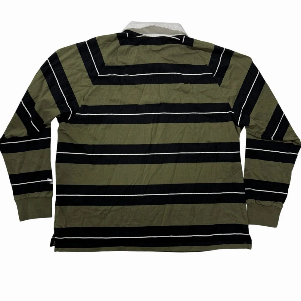 Adidas Skateboarding Shmoofoil Rugby Shirt Men L Rugby Striped Quarter Zip Green